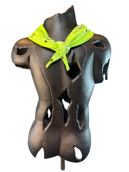 Back view of the Neon Green Stash Bandana showing the tie closure