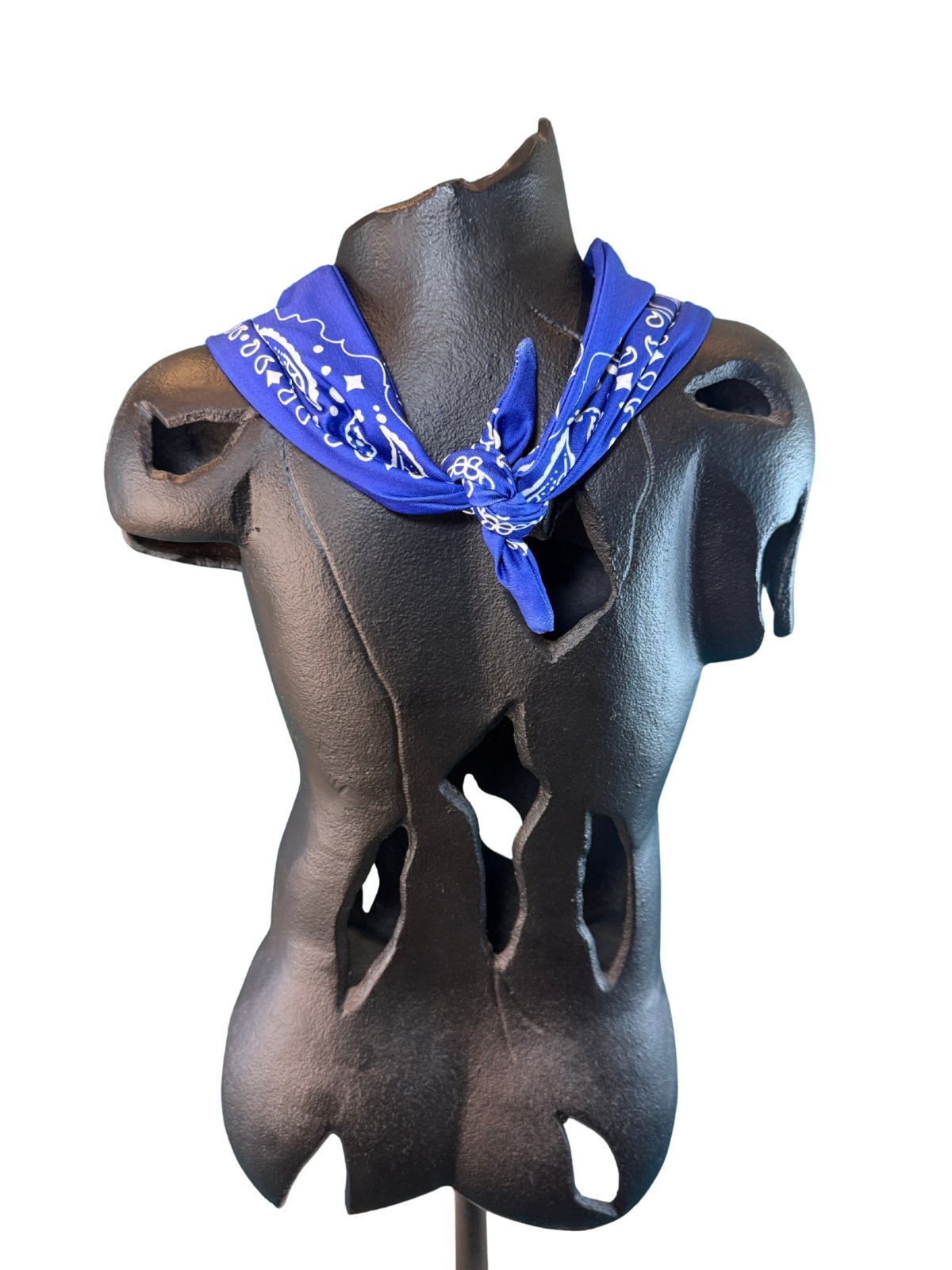 Back view of the Navy Stash Bandana showing the tie closure