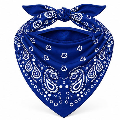 Navy Stash Bandana pocket unzipped, showing the inside of the concealed pocket