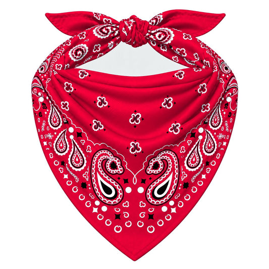Red Stash Bandana pocket zipped closed, seam blending into the paisley print