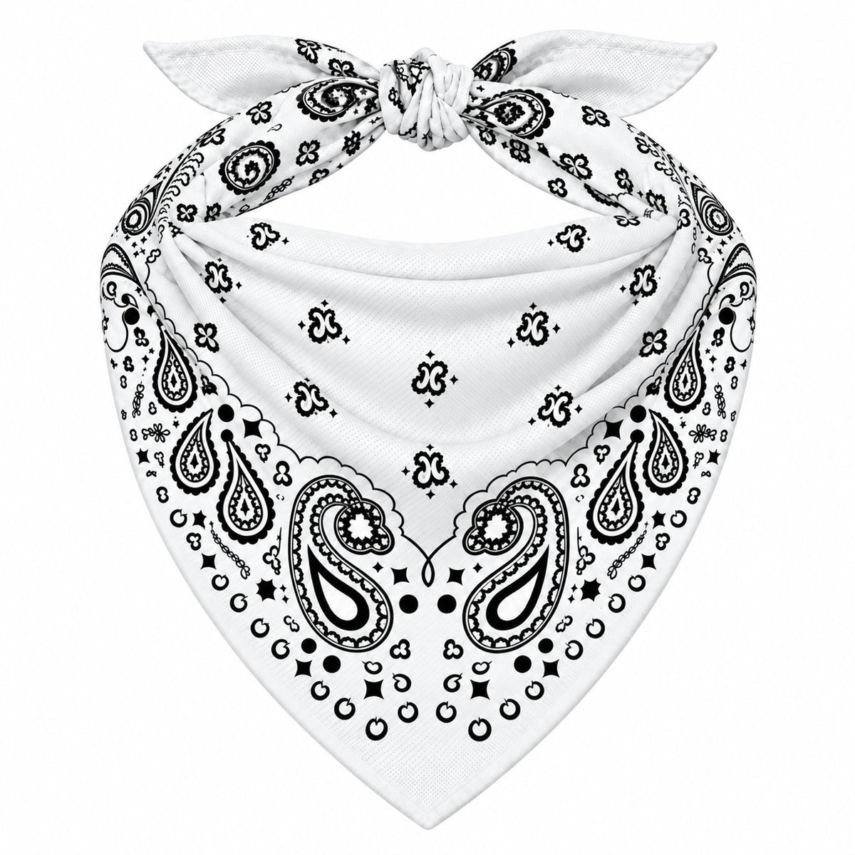 White Stash Bandana pocket zipped closed, seam blending into the paisley print
