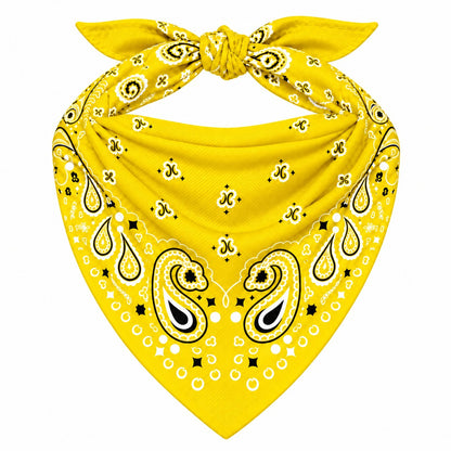 Yellow Stash Bandana pocket zipped closed, seam blending into the paisley print