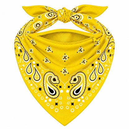 Yellow Stash Bandana pocket unzipped, showing the inside of the concealed pocket